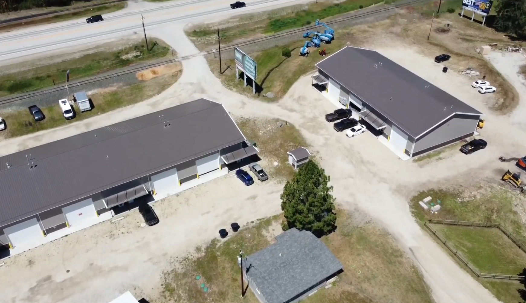 Aerial view of the ten-acre Bitterroot Industrial campus with room remaining for additional building.